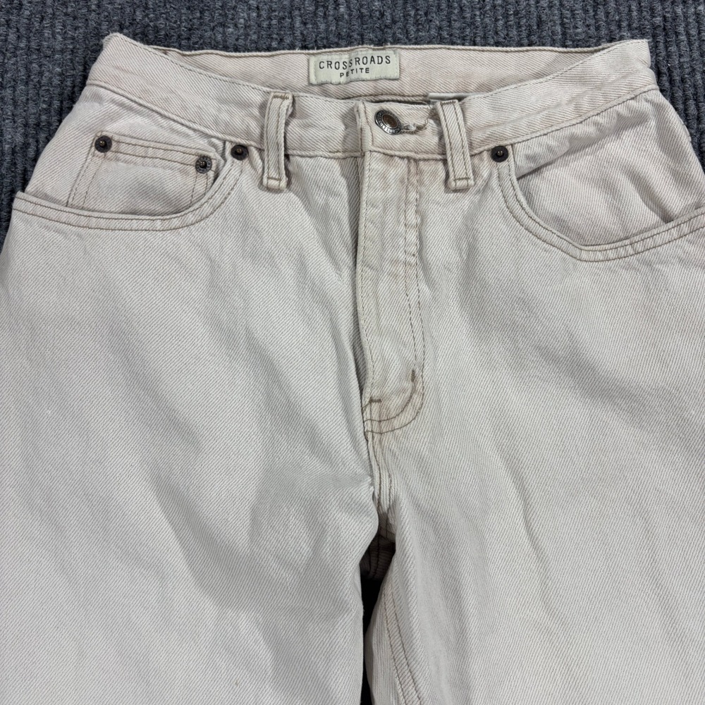 Crossroads Petite Jeans Womens 6 Cream High Rise‎ Straight Leg USA Made Vintage